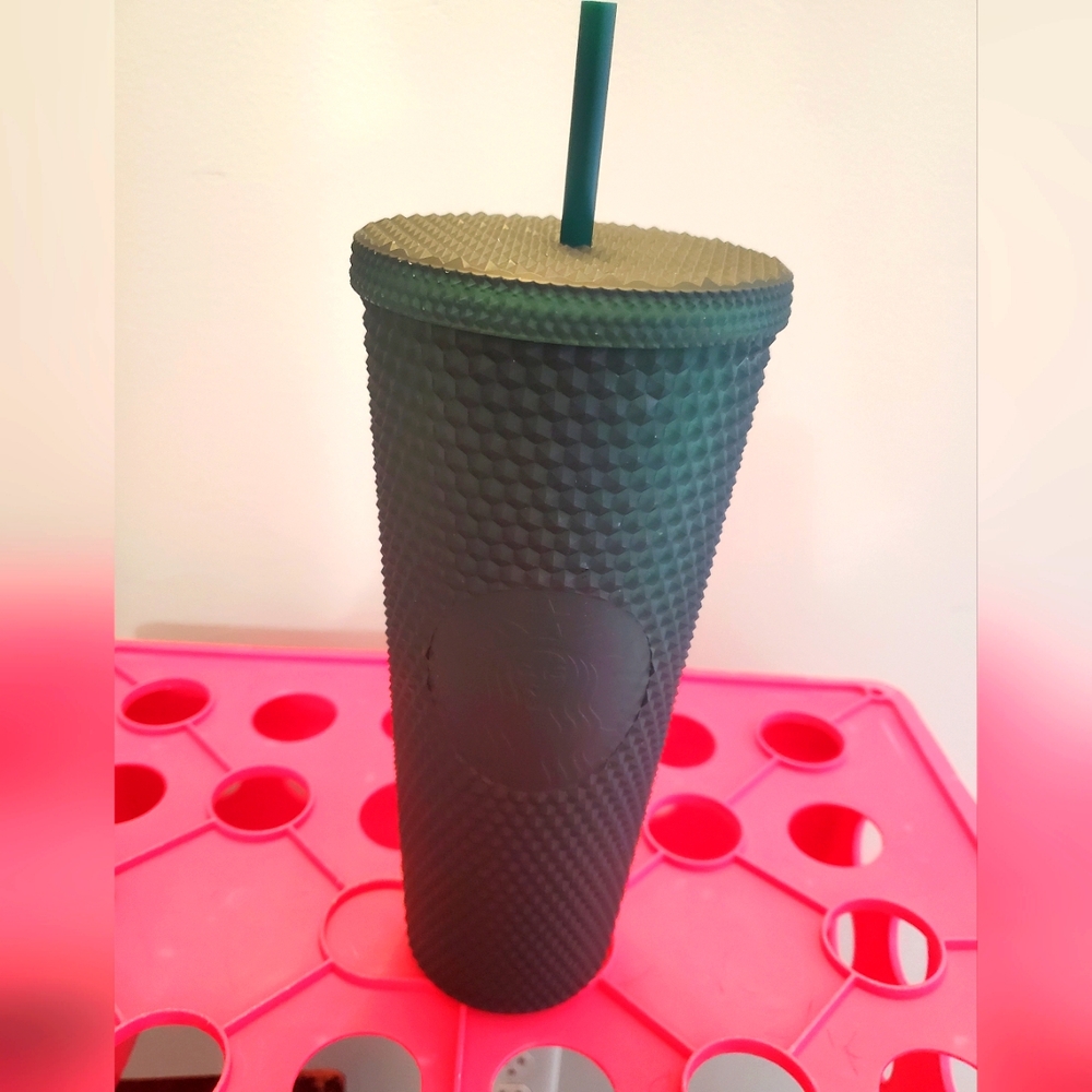 Starbucks Matte Green Beveled Holiday Tumbler 24oz With Straw NWT!